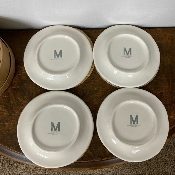 Rae Dunn Coastal Life 6” Plate Set M Stamp Crab Starfish Seahorse Sandpiper - Picture 2 of 5